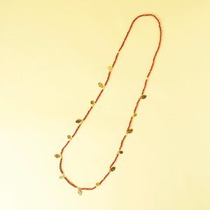 CC Skye Coral Beaded Bali Necklace with Antique Charms